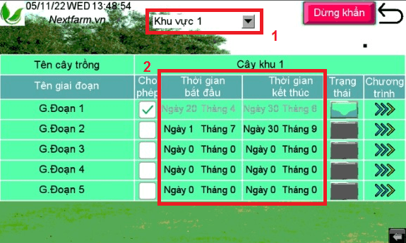 cài đặt tưới